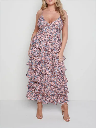 Vista 3 de Sunloudy Vestido ajustado sexy con volantes para mujer, con tirantes delgados, sin mangas, dobladillo con volantes, ropa de calle para la playa