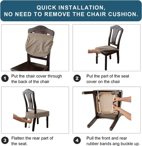 Vista 5 de Genina Fundas de asiento impermeables para sillas de comedor, fundas impermeables para sillas de comedor