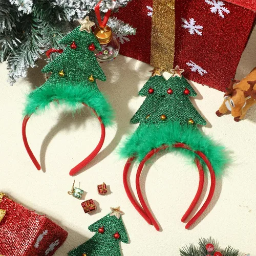 Vista 3 de Yunlly 6 diademas de árbol de Navidad, accesorios para la cabeza de Navidad, accesorios para disfraz de vacaciones para mujeres, adultos, niños