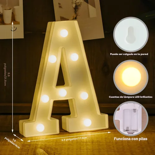 Vista 2 de Letras Iluminadas, Luces de Letras LED 26 del Alfabeto, Letra Iluminada Decorativa, Letras de Marquesina LED que Funcionan con Pilas para Fiesta