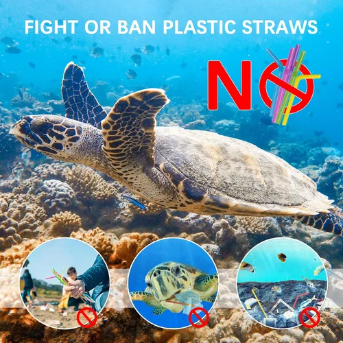 Vista 8 de 100 popotes desechables de ácido poliláctico sin plástico, pajitas biodegradables a base de plantas de maíz, sin BPA, compostables, pajitas