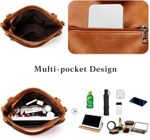 Vista 5 de FANDARE Bolso de mano para mujer, de piel sintética suave, impermeable, resistente al agua