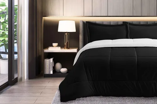Vista 7 de Elegant Comfort Juego de edredón sherpa ultra afelpado de 2 piezas, color sólido y reverso esponjoso, apto para todas las estaciones, peso pesado