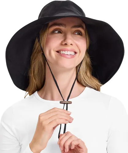 Vista 11 de Solbari Sombrero de sol de lino de algodón ultra ancho para mujer, UPF 50+, plegable, ajustable con agujero para cola de caballo para viajes, playa