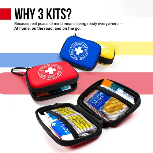 Vista 2 de EVERLIT CARE MiniAid Kit de primeros auxilios Estuche compacto y liviano con mosquetones para viajes Apto para familias y niños, 180 piezas