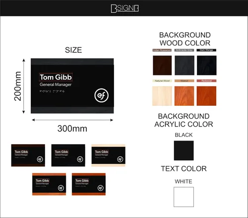 Vista 9 de Custom Wood Nameplate Sign & Acrylic Replaceable Name Door Plate "Buro" Design