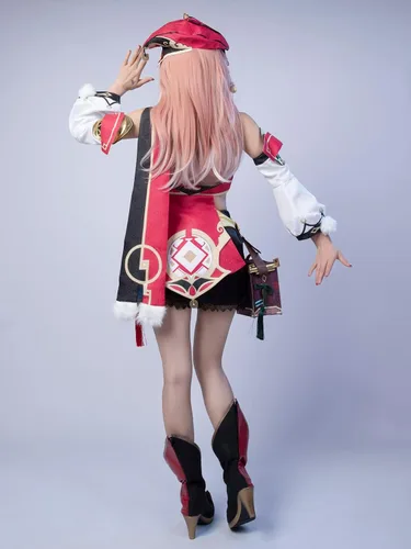 Vista 4 de Cosfun Genshin Impact Yanfei - Disfraz de cosplay Jacquard versión C00480