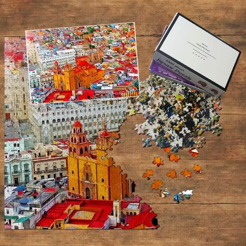 Vista 3 de México - Rompecabezas de 1000 piezas México Guanajuato Puzzle Travel Souvenir Madera