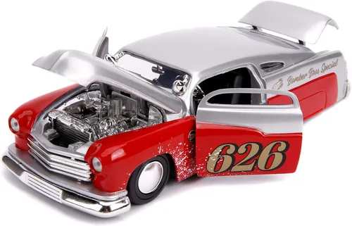 Vista 4 de Jada Bigtime Muscle 1:24 1951 Mercury Coupe - Coche fundido a presión, rojo, juguetes para niños y adultos