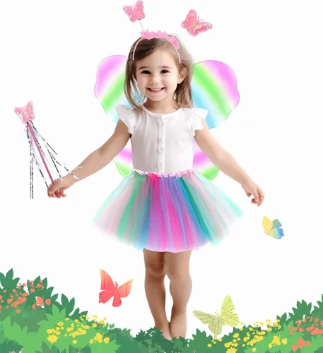 Vista 2 de Seawhisper Princess Girls Dress Up Trunk Clothes for Kids Toddler Pretend Play Ladybug Bee Butterfly Costume Accessories