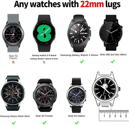 Vista 6 de Lerobo Correa de reloj de 22 mm compatible con Samsung Galaxy Watch de 46 mm/Galaxy Watch 3 de 45 mm/Gear S3 Classic/Frontier, correa de reloj