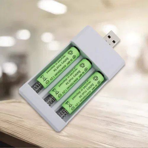 Vista 4 de Adaptador de cargador de batería de 3 Solts, cargador de batería recargable con enchufe USB, para baterías universales Aa/AAA
