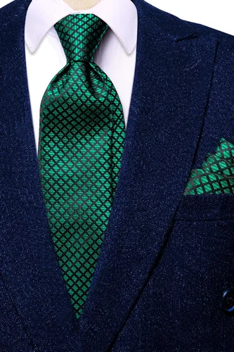 Vista 103 de Hi-Tie Corbata clásica de cachemira para hombre con pañuelo y gemelos a cuadros