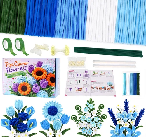 Vista 13 de Pipe Cleaners, 400 Pcs Pipe Cleaner Flower Kit, 4 Colors Pink Pipe Cleaners Rosa
