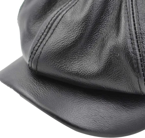 Vista 4 de Sombrero clásico de cuero de 8 paneles Gatsby Newsboy Ivy para hombre de moda