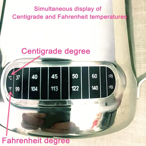 Vista 2 de Jarra de espuma de leche de 21 oz (20.3 fl oz) con termómetro integrado, jarra Latte Art de acero inoxidable, jarra de crema de temperatura expreso
