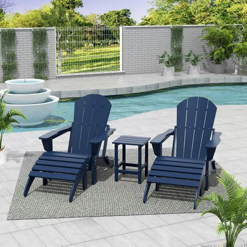 Vista 18 de WestinTrends Malibu - Silla de salón para exteriores, juego de 2 sillas Adirondack con otomana, sillas plegables de madera de polietileno para todo