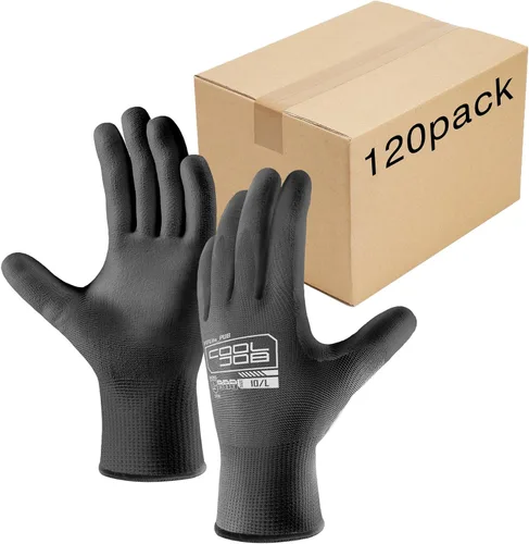 Vista 16 de COOLJOB 12/60 Pairs Safety Work Gloves Pack Bulk with Grip PU Coating Negro