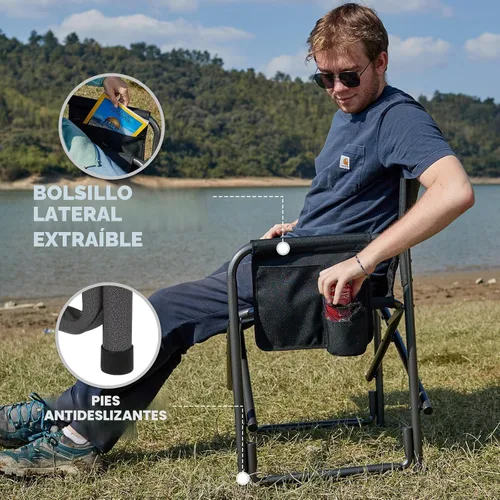 Vista 7 de TIMBER RIDGE Silla de camping de gran tamaño de aluminio, soporte 400lbs