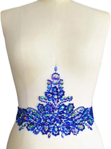 Vista 11 de Exquisitos parches de cristal brillantes hechos a mano de color AB para coser con piedras y lentejuelas para vestidos de novia, accesorios manuales
