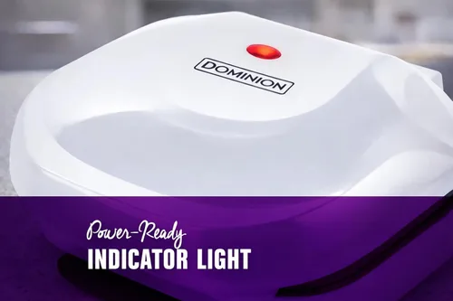 Vista 2 de Dominion Parrilla eléctrica clásica de 2 porciones para interiores y prensa Panini, fácil almacenamiento y limpieza, perfecta para desayuno, queso a