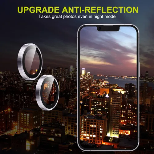 Vista 4 de WSKEN Protector de lente de cámara para iPhone 14 Plus (6.7 pulgadas) / iPhone 14 (6.1 pulgadas), modo de disparo nocturno, protector de pantalla