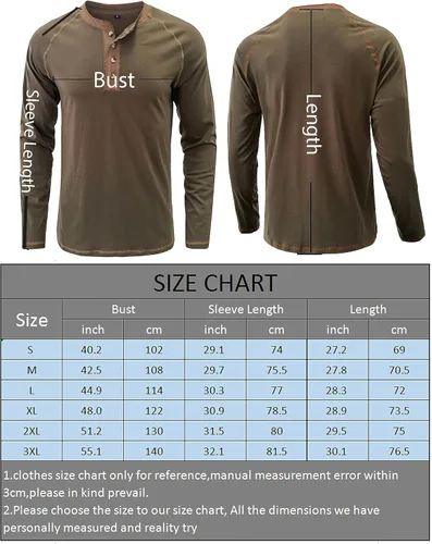 Vista 6 de micidad Men's Henley Shirt Casual Long Sleeve Cotton Top Fall Comfy Lightweight Button T Shirts