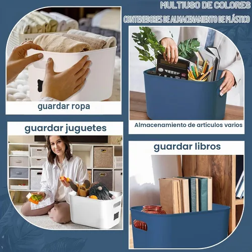 Vista 5 de Thyle Paquete de 12 cubos de almacenamiento de plástico azul y blanco
