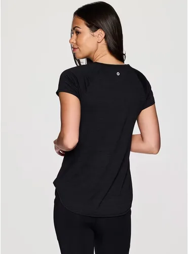 Vista 2 de Rbx Active Camiseta de manga corta, con cuello en V, teñida en el espacio, para mujer