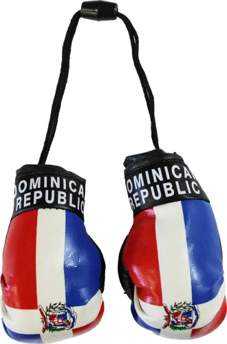 Vista 3 de Combo de mini guante de boxeo y bandera para colgar ventanas de República Dominicana