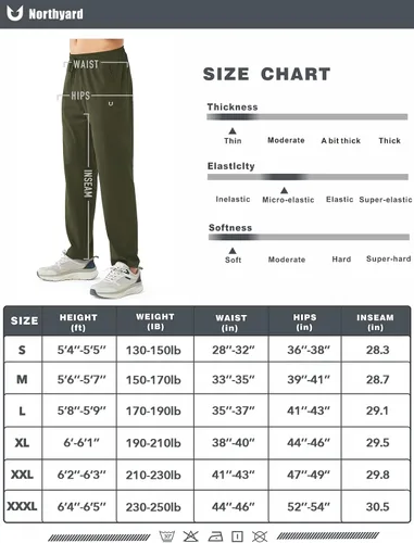 Vista 7 de NORTHYARD Pantalones deportivos para hombre, para correr, entrenamiento, gimnasio, ligeros, con bolsillos con cremallera