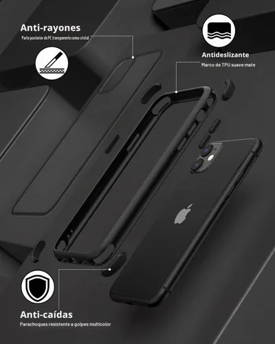 Vista 6 de Mobnano Funda transparente para iPhone 11, con protección multicolor a prueba de golpes, no amarillenta, anti arañazos, parte trasera