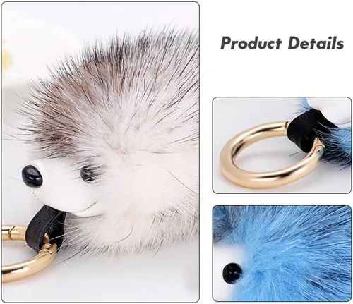 Vista 3 de Toim Cute Fur Llavero de peluche con forma de erizo Animal Llavero Car & bolsa accesorio, ideal Ornamento colgante para bolso, teléfono celular