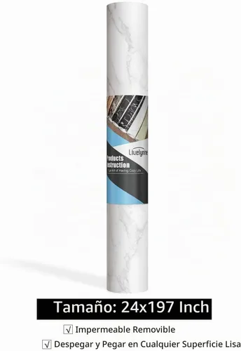 Vista 7 de Livelynine Papel de contacto de mármol blanco de 197 x 24 pulgadas de ancho, para encimeras de despegar y pegar, papel tapiz impermeable