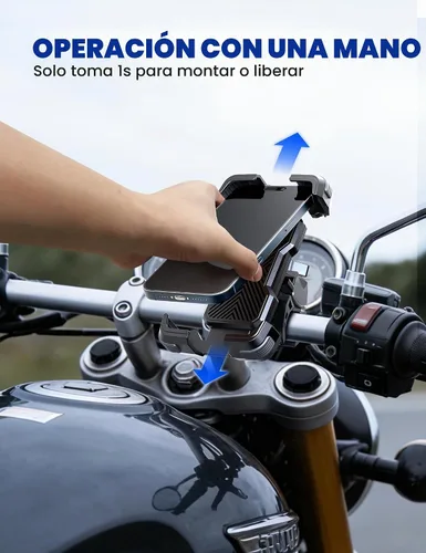 Vista 2 de Grefay Soporte universal para teléfono de bicicleta, soporte universal para teléfono de motocicleta con rotación de 360 grados para teléfonos