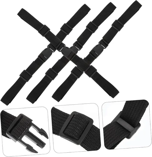 Vista 2 de Correas de 4 piezas con cordón para mochila, cinturón con hebilla, correa de amarre ajustable, hebilla de kayak ajustable, correa de hebilla