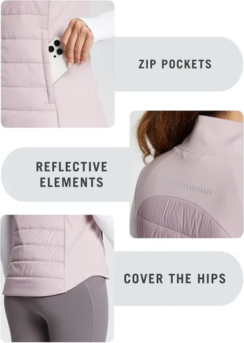 Vista 4 de BALEAF Chaleco acolchado ligero y cálido para mujer, para correr, invierno, híbrido, sin mangas, acolchado resistente al agua