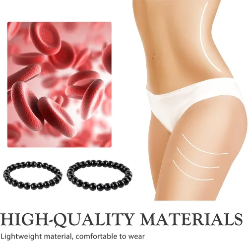 Vista 6 de QUACOWW Tobillera adelgazante de obsidiana negra, antihinchazón, tobillera y pulsera de obsidiana negra ajustable antiansiedad para mujeres