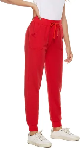 Vista 6 de AvaCostume Pantalones deportivos de algodón elástico para mujer con bolsillos