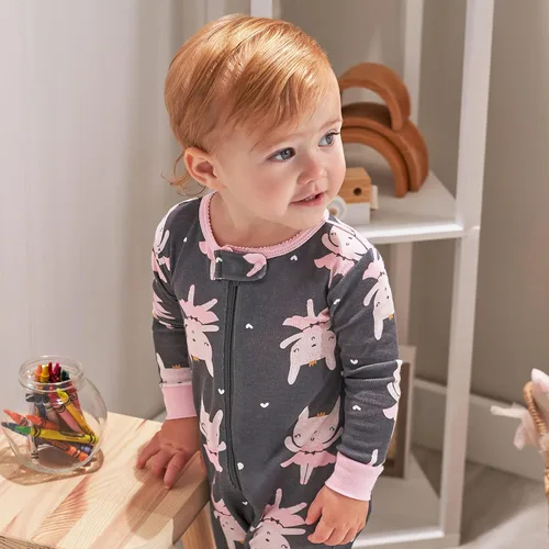 Vista 5 de Gerber Paquete de 2 pijamas de algodón con pies ajustados para bebés niñas