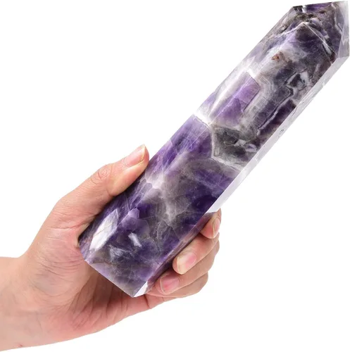 Vista 11 de AMOYSTONE Dream Amethyst - Varita hexagonal con 6 pilares facetados individuales de 0.6-1 libras para reiki, meditación, colección, decoración