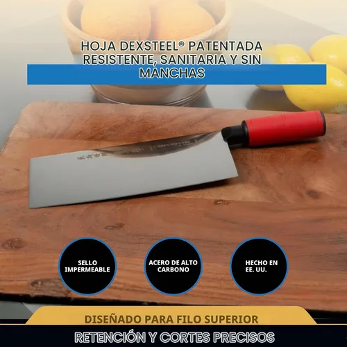 Vista 3 de Dexter -Russell - Cuchillo chino de chef de 8 x 3¼ pulgadas SG5888 Hoja de acero de alto carbono Mango ergonómico rojo SOFGRIP Resistente a