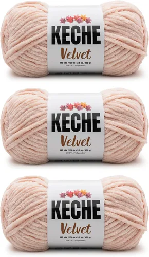 Vista 147 de Keche Hilo para ganchillo, hilo de terciopelo, chenilla suave, manta de bebé voluminosa amigurumi Yarn 3.53 oz (132 yardas) - Arona