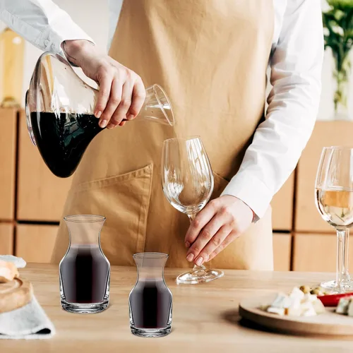 Vista 6 de Irenare Paquete de 6 mini jarras de vino de una sola porción de vidrio para vino, jarra pequeña individual para jugo, agua, cenas, fiestas