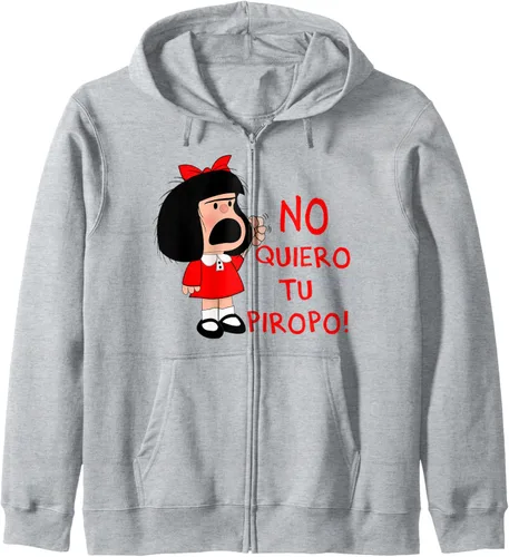 Vista 3 de No quiero tu Piropo - Sudadera divertida con capucha y cremallera femenina, Negro