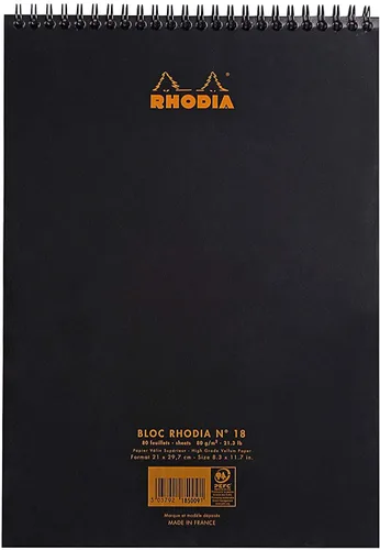 Vista 3 de Rhodia Bloc de notas negro de 8.25 x 11.75 pulgadas, doble espiral rayado, paquete de 3