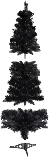 Vista 5 de Árbol de Navidad con soporte de plástico, 3 pies, PVC (negro)