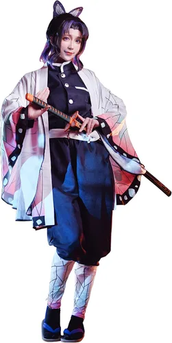 Vista 2 de Rarashik Disfraz de capa de Halloween para mujer kimono de Kochou Shinobu