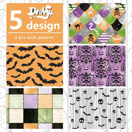Vista 3 de Dtiafu Papel de regalo de Halloween para niños, niñas, mujeres, hombres y niños, 10 hojas de papel de regalo de fantasma gótico con patrones