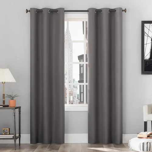 Vista 11 de Sun Zero Cyrus - Par de paneles de cortinas térmicas 100% opacas con ojales Cacao